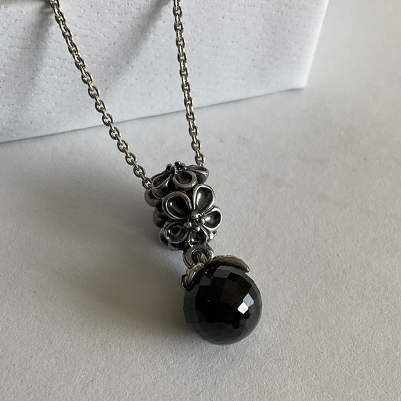 Pandora Silver Necklace with Black Onyx Bead Charm - Picture 2 of 5